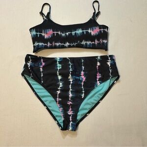 Cyn & Luca Tie Dye High Waisted Bikini Set Size Large